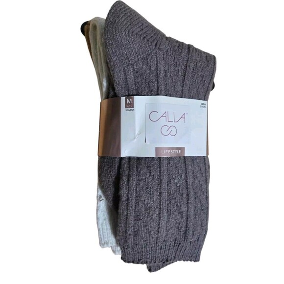 Calia lifestyle medium (5-10) crew 3 pk soft socks cable knit - Picture 1 of 3